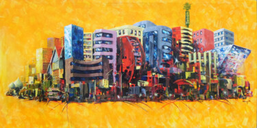 Painting titled "Johannesburg City C…" by Mbongeni, Original Artwork, Acrylic