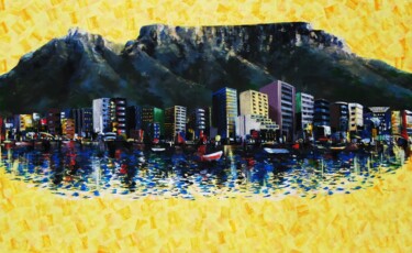 Painting titled "Cape Town" by Mbongeni, Original Artwork, Acrylic