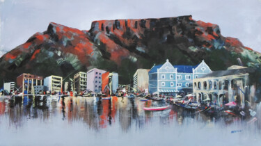 Painting titled "Cape Town I" by Mbongeni, Original Artwork, Acrylic