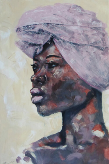 Peinture intitulée "Portrait of a Afric…" par Mbongeni, Œuvre d'art originale, Acrylique