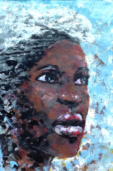 Картина под названием "African Woman IV" - Mbongeni, Подлинное произведение искусства, Акрил