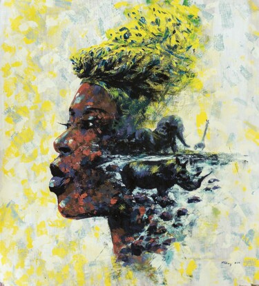 Malerei mit dem Titel "Before sunrise" von Mbongeni, Original-Kunstwerk, Acryl