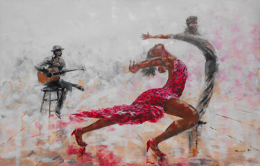 Malerei mit dem Titel "Spirit of dance" von Mbongeni, Original-Kunstwerk, Acryl