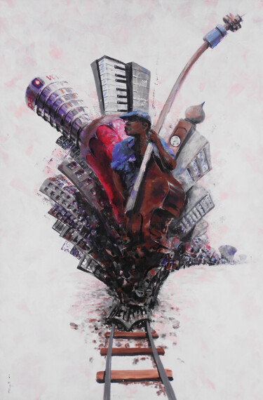 Pintura intitulada "A Musical Journey" por Mbongeni, Obras de arte originais, Acrílico