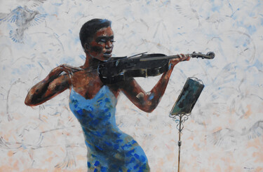 Ζωγραφική με τίτλο "When the heart sing…" από Mbongeni, Αυθεντικά έργα τέχνης, Ακρυλικό