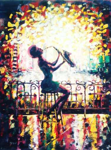 Painting titled "Serenade from the h…" by Mbongeni, Original Artwork, Acrylic