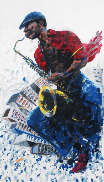 Malerei mit dem Titel "Winds of change" von Mbongeni, Original-Kunstwerk, Öl