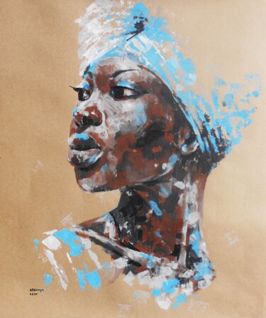 Ζωγραφική με τίτλο "Wendy" από Mbongeni, Αυθεντικά έργα τέχνης, Ακρυλικό