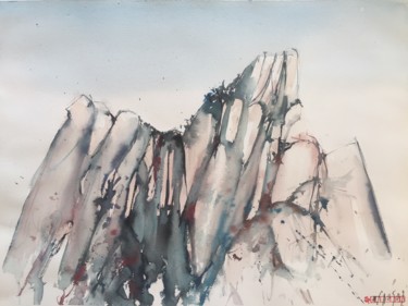 Painting titled "korean hill.jpeg" by Mc Armand, Original Artwork, Watercolor