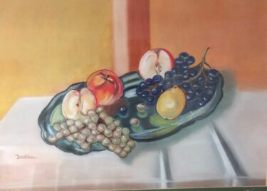 Dessin intitulée "Pommes, raisins et…" par Mc Devésa, Œuvre d'art originale, Pastel