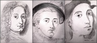 Zeichnungen mit dem Titel "Portrait de Watteau…" von Mc Devésa, Original-Kunstwerk, Bleistift
