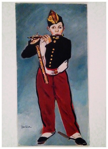 Malerei mit dem Titel "Le joueur de fifre" von Mc Devésa, Original-Kunstwerk, Acryl