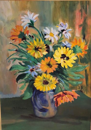 Painting titled "Les marguerites" by Mc Devésa, Original Artwork, Oil