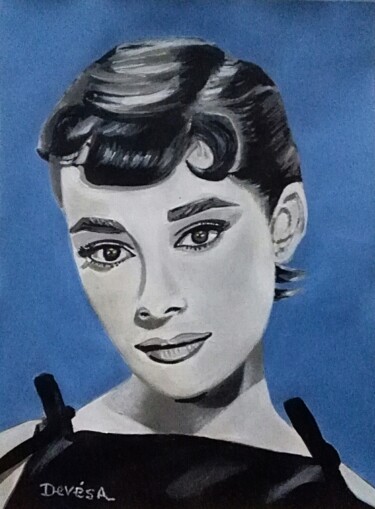 Painting titled "Audrey forever" by Mc Devésa, Original Artwork, Acrylic