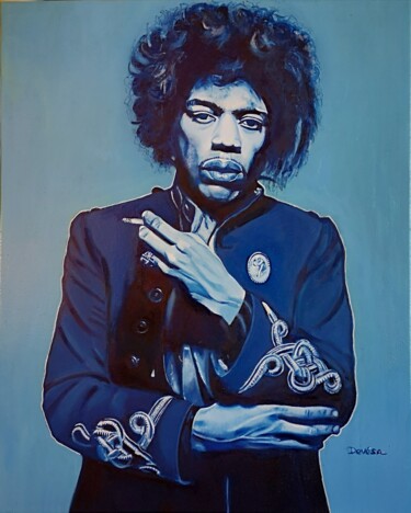 Pittura intitolato "Jimi Hendrix (1942-…" da Mc Devésa, Opera d'arte originale, Olio