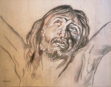 Dessin intitulée "Christ sur la croix" par Mc Devésa, Œuvre d'art originale, Graphite