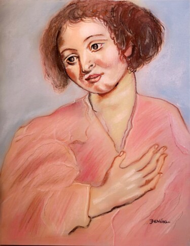Drawing titled "Portrait de Hélène…" by Mc Devésa, Original Artwork, Pastel