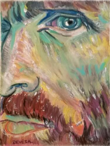 Dessin intitulée "L'oeil de Vincent" par Mc Devésa, Œuvre d'art originale, Pastel