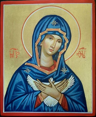 Картина под названием "Vierge à la colombe" - Mc Devésa, Подлинное произведение искусства, Пигменты