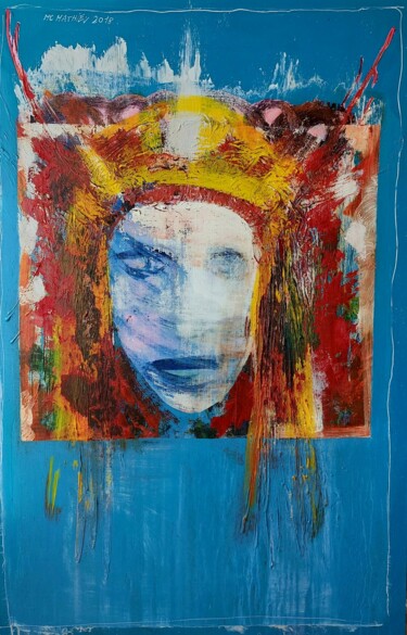 Painting titled "Divine beauté" by Mc Mathieu, Original Artwork, Oil Mounted on Wood Stretcher frame