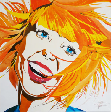 Painting titled "rire-flamboyant-fin…" by Marie-Christine Sartin, Original Artwork, Oil