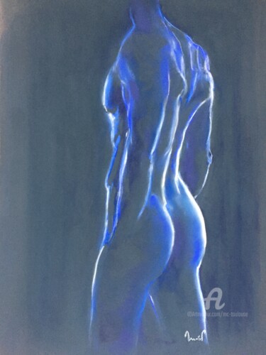 Peinture intitulée "Nude bleu" par Mc Toulouse, Œuvre d'art originale, Pastel