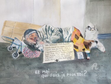 Painting titled "Sans abri" by Mc Toulouse, Original Artwork, Gouache
