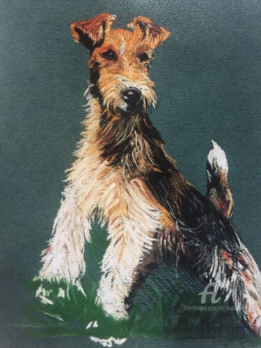 Painting titled "Terrier" by Mc Toulouse, Original Artwork, Pastel