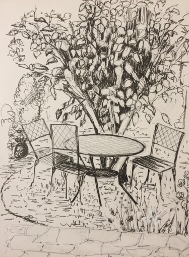 Painting titled "Au jardin" by Mc Toulouse, Original Artwork, Ink