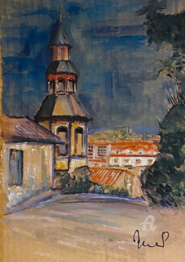 Painting titled "Ciboure - Eglise sa…" by Mc Toulouse, Original Artwork, Watercolor