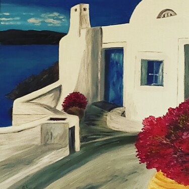 Painting titled "Grèce" by Marie Christine Laurent, Original Artwork, Oil