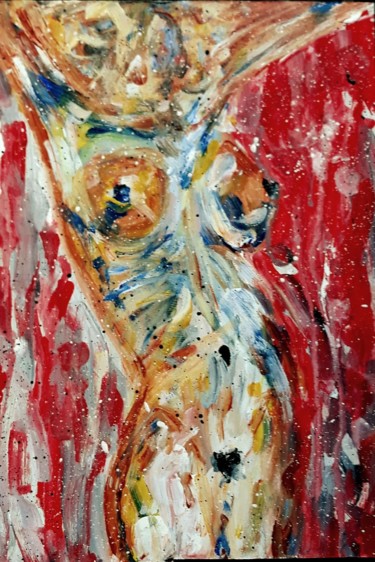 Peinture intitulée "femme nue explosive" par Michel Capra, Œuvre d'art originale, Acrylique