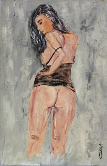 Painting titled "irresistible femme…" by Michel Capra, Original Artwork, Acrylic Mounted on Wood Panel