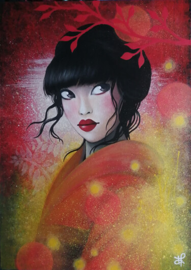 Peinture intitulée "Akiho" par Carole Douli, Œuvre d'art originale, Acrylique