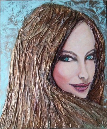 Peinture intitulée "La Blonde" par Mc Delvas, Œuvre d'art originale, Huile