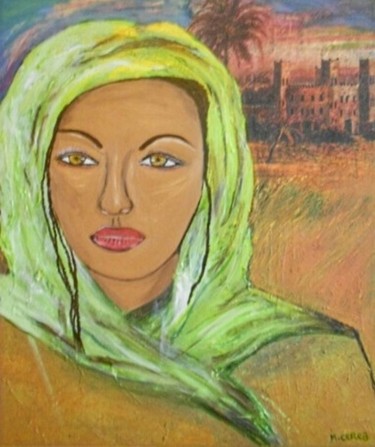 Painting titled "ama-femme-du-desert" by Mcerea, Original Artwork, Acrylic