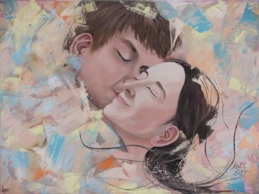 Malerei mit dem Titel "Bliss kiss" von Cezara Livia Mihaila, Original-Kunstwerk, Öl