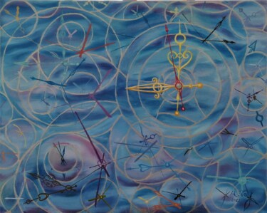Painting titled ""Illusion of time"" by Cezara Livia Mihaila, Original Artwork, Oil Mounted on Wood Stretcher frame