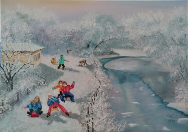 Malerei mit dem Titel "Winter story" von Cezara Livia Mihaila, Original-Kunstwerk, Öl Auf Keilrahmen aus Holz montiert