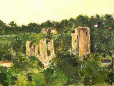 Peinture intitulée "Hérisson : château…" par Christine Fric, Œuvre d'art originale