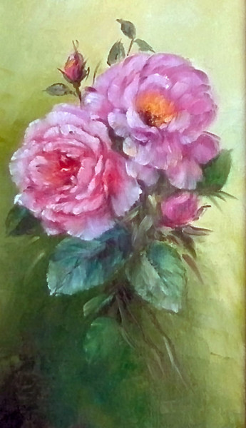 Peinture intitulée "Les pivoines de mon…" par Chrispaint-Flowers, Œuvre d'art originale, Huile