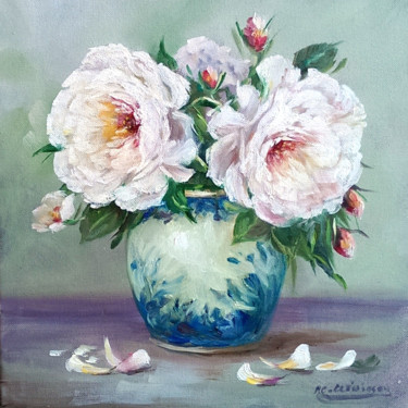 Peinture intitulée "Tableau peinture ro…" par Chrispaint-Flowers, Œuvre d'art originale, Huile