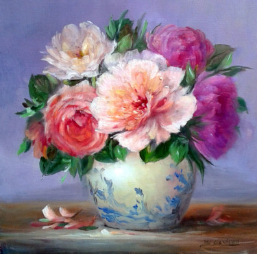Painting titled "Un joli bouquet de…" by Chrispaint-Flowers, Original Artwork