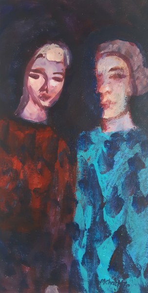 Peinture intitulée "ARLEQUINS PARTIE" par Mchartrie, Œuvre d'art originale, Acrylique