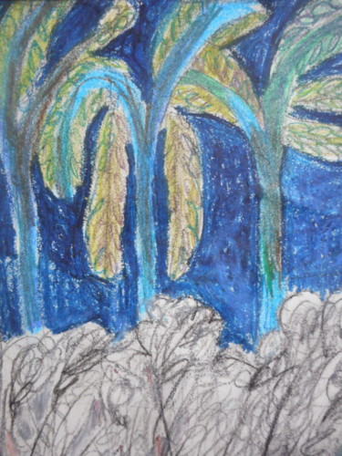 Peinture intitulée "LES PALMIERS" par Mchartrie, Œuvre d'art originale, Pastel