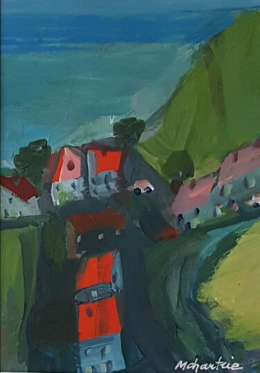 Peinture intitulée "MAISONS EN BORD DE…" par Mchartrie, Œuvre d'art originale, Acrylique