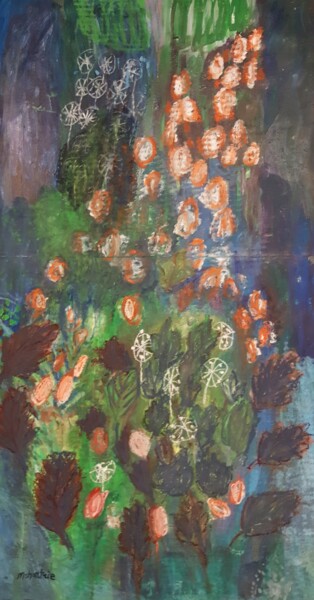 Painting titled "FLORALE" by Mchartrie, Original Artwork, Oil Mounted on Cardboard