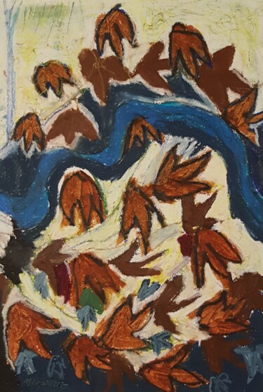 Malerei mit dem Titel "LES DERNIERES FEUIL…" von Mchartrie, Original-Kunstwerk, Pastell