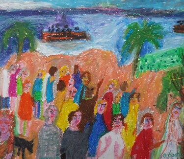 Painting titled "LES MIGRANTS" by Mchartrie, Original Artwork, Pastel