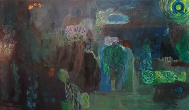 Malerei mit dem Titel "JARDIN EN NOCTURNE" von Mchartrie, Original-Kunstwerk, Acryl